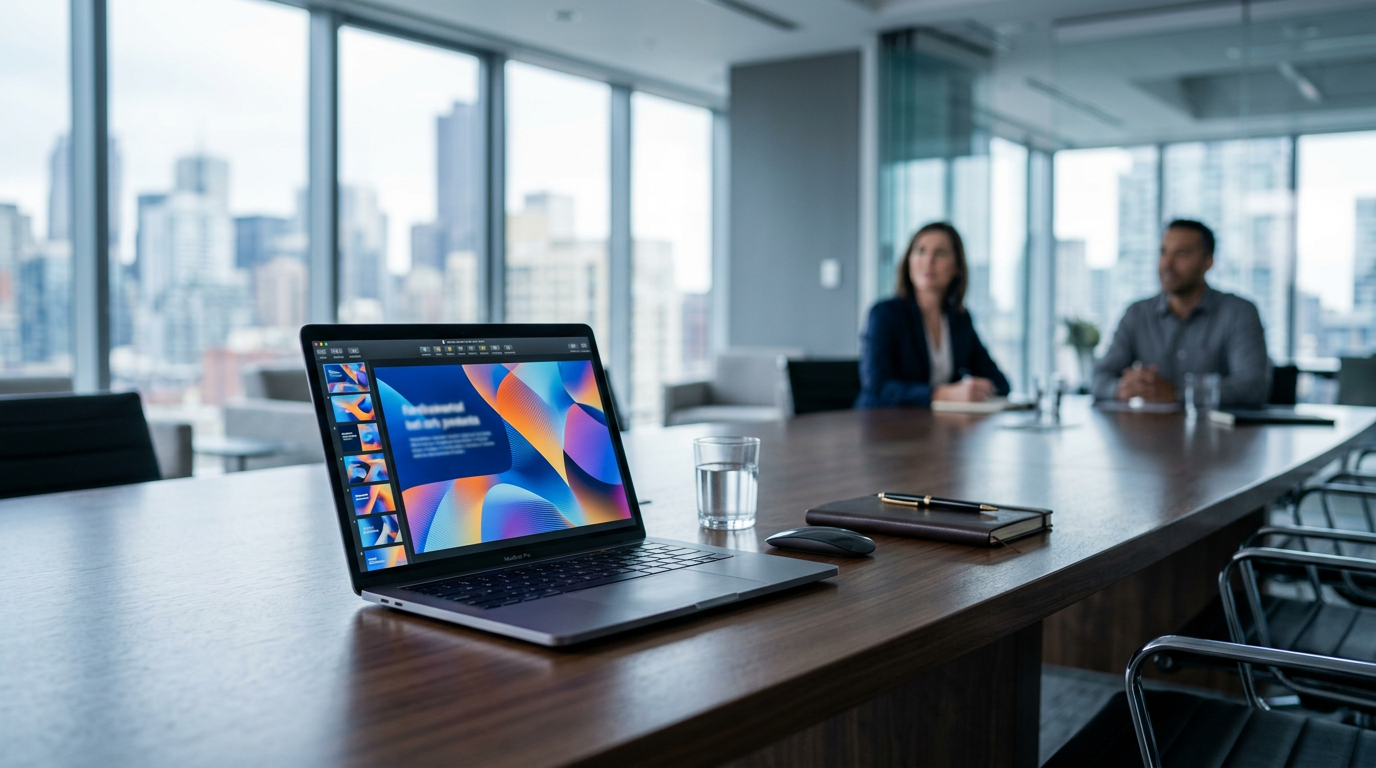 现代办公环境中团队审阅演示文稿的场景